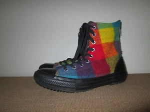 CONVERSE X Woolrich Multi Wool Plaid High-Top Sneakers w/ Rear Zippers Size 9.5 - Picture 1 of 8