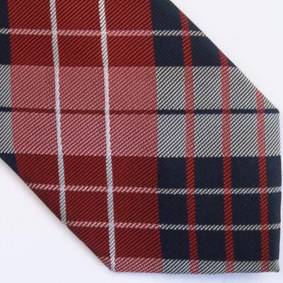 Corbata de cuello ajustada a cuadros escoceses roja azul marca Q 59x2,75 audaz brillante moderna Foto 1 de 4