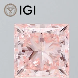 IGI Certified 3.02 Fancy Intense Pink VVS2 Loose Princess CVD Lab Grown Diamond - Picture 1 of 15