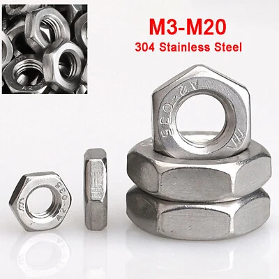 Niedrige Sechskantmuttern A2 Edelstahl DIN 439 M3M4M5M6M8M10M12M14M16M20 Flache - Bild 1 von 4