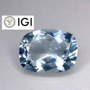 2.47cts igi certified light greenish blue natural aquamarine cushion cut  - Picture 1 of 5
