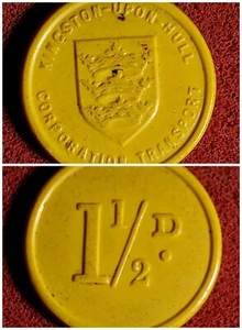Kingston Upon Hull England Transport Transit TOKEN 1 1/2D 405 DD  lot BR33 - Picture 1 of 4