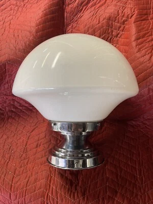 Lámpara cromada Art Deco de vidrio con leche para cocina porche escuela casa Foto 1 de 4