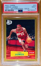 Pop 1/4🔥2007 LeBron James TOPPS 1957-58 VARIATION GOLD SPARKLE #23 /2007 PSA 9
