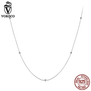 Collar de cadena Voroco real de plata de ley 925 con cuentas joyas elegantes regalos para mujeres - Imagen 1 de 14