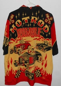 Vintage BC Ethic Men's LA ROCKA 'Hot Rod Rumble' Shirt HARD ROCK Las Vegas - Picture 1 of 6
