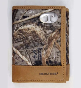 Tennessee Volunteers Trifold Realtree Max-5 Camo & Leather Wallet w/ Vols Concho - Picture 1 of 4