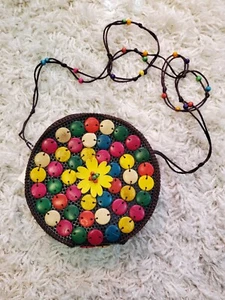 Nuevo con etiquetas Bolso Bandolera Redondo Colorido con Cáscara de Coco Doble Cremalleras Vacaciones en la Playa  - Imagen 1 de 12