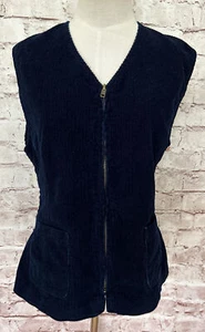 Chaleco de Pana con Cremallera Vintage Años 80 Soho Compagnie Streetwise Para Mujer Grande Azul - Imagen 1 de 4