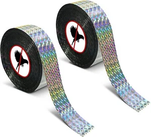 Bird Scare Tape Ribbon, 2 * 300 Foot Reflective Tape Ribbon for Birds Woodpecker - Picture 1 of 2