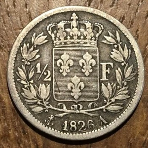 TRÈS BELLE PIECE 1/2 FRANC 1826 A . CHARLES X EN ARGENT !! RARE !!! (554) - Imagen 1 de 2