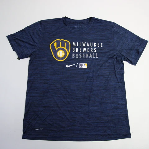 Milwaukee Brewers Nike Dri-Fit Short Sleeve Shirt Men's Navy New Cover