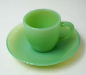 Fire King Anchor Hocking Demitasse Childs Restaurant Ware Jadeite Cup Saucer - Picture 1 of 3