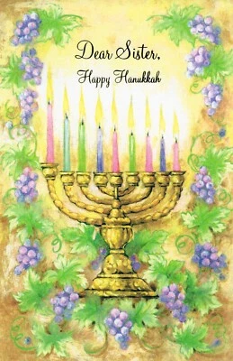 Happy HANUKKAH Card FOR SISTER, Menorah Candles by Popular Greetings + Envelope - Image 1 of 4