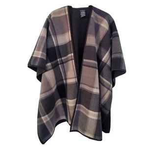 IKE BEHAR Women's Reversible Fashion Wrap Shawl ONE SIZE Black Taupe - Picture 1 of 8