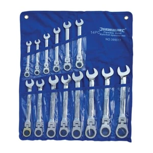 FLEXIBLE HEAD RATCHET SPANNER SET 8MM - 24MM 14PC SILVERLINE 399017 - Picture 1 of 12