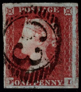 1841 1d Red Pl 84 FI 4m London District 63 Big Stamp Very Fine Used Cat. £35.00 - Picture 1 of 1