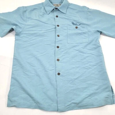 Hook & Tackle Hawaiian Fishing Shirt Men's Medium Embroidered Fish Rayon Blue - Image 1 of 4