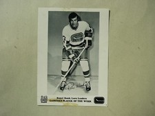 1971/72 ROYAL BANK LEADERS VANCOUVER CANUCKS HOCKEY PHOTO #8 RON WARD MK