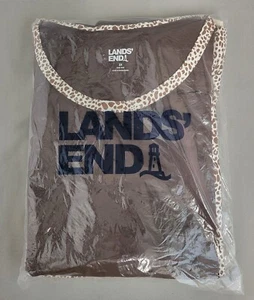 Lands' End Women's Sleep Tee Set Brown Top Leopard Spots Pants Size 3X NIP - Picture 1 of 4