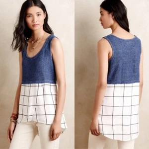 Antrhopologie Deletta Tiered Gridwork Tank Size S - Picture 1 of 5