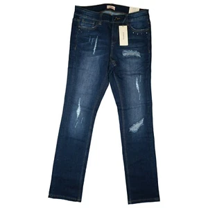 Triangle by S.oliver Stretch Jeans Destroy Curvy Fit Slim 38 W30 L32 Blue Rivets - Picture 1 of 5