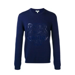 Kenzo Men's Silicone Tiger Patch Sweater F755PU2503XB Ink - BRAND NEW WITH TAGS - Picture 1 of 3