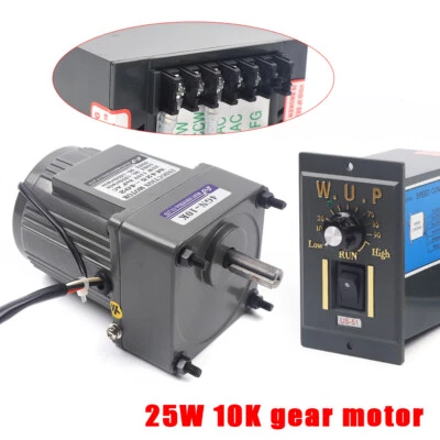 AC 110V 25W Gear Variable Speed Motor Electric Motor Controller 1:10 135RPM - Image 1 of 4