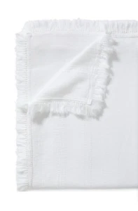 Serena and Lily White MAYA Woven Cotton Fringe Coverlet King/Cal King - Picture 1 of 8