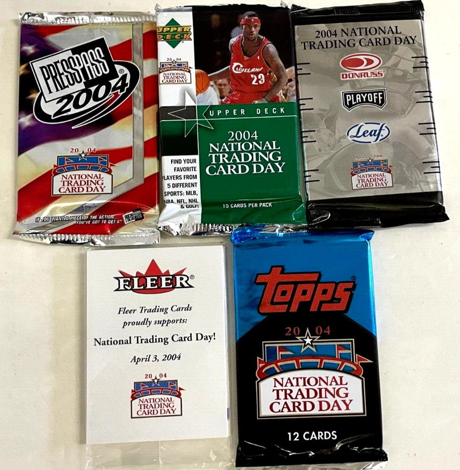 2004 NATIONALTRADING CARD DAY PACKS ( 5 PKS )  JORDAN, LEBRON, WOODS - Image 1 of 1