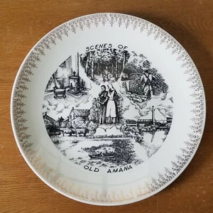 Vintage World Wide Art Studios Stoneware Plate Advertising Scenes of Old Amana - Picture 1 of 7