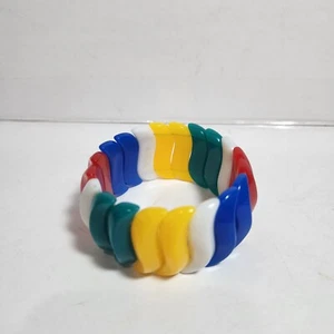 Vintage 1984 Avon Multi-Color Lucite Stretch Armband - Regenbogen Streifen - Bild 1 von 2