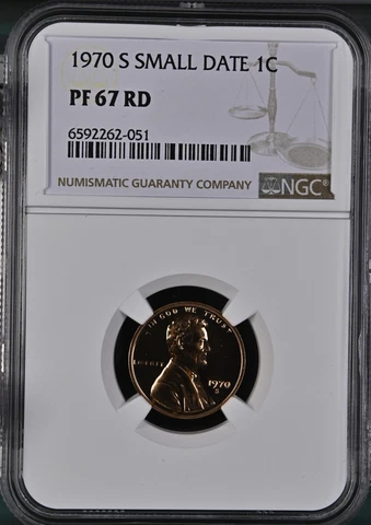 1970 s Small Date Lincoln Penny 1c NGC PF67 RD Cover