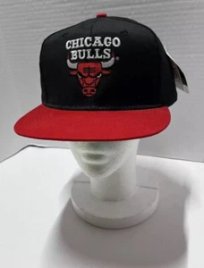 Vintage 90s Chicago Bulls Hat Black Red Snapback Cap AJD - NBA Jordan W Tags! - Picture 1 of 7