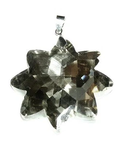 PENDANT/NECKLACE 20" Adj. Cord Glass Crystal Large Faceted SMOKE GRAY STAR - Picture 1 of 1