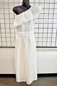 LAUNDRY White Lace Cotton One Shoulder Women's Romper Size 4 On Sale ds - Picture 1 of 8