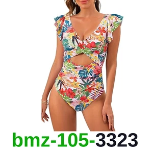 B2prity Women's One Piece Swimsuit Ruffle Cutout Bathing Suits Slimming Tummy, L - Picture 1 of 5
