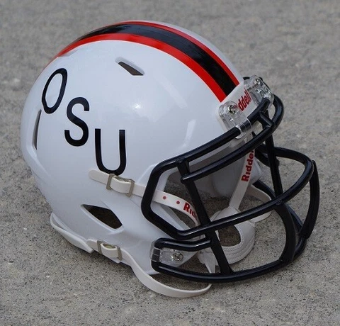 OKLAHOMA STATE COWBOYS 2015  vs KANSAS THROWBACK WHITE FOOTBALL MINI HELMET Cover