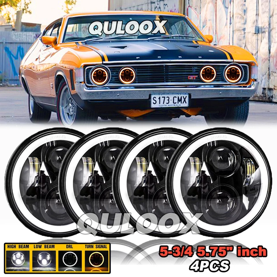 Round 5.75" 5-3/4" LED Hi/Lo Headlights for Ford Ranchero Gran Torino 1965-1976 Foto 1 de 4