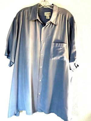 Alfani Mens Shirt Silk Button Up Short Sleeves Pocket Blue Size XXL - Image 1 of 4