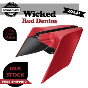 Panel de cubierta lateral extendido Wicked Red Denim CVO para más de 14 Harley - Imagen 1 de 12