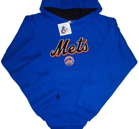 New York Mets Majestic MLB Double Play Classic Blue Pullover Hoodie Youth Sizes Cover