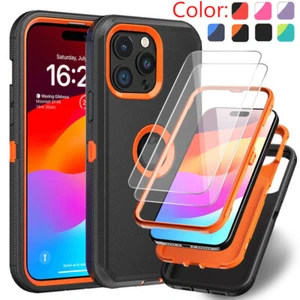 For iPhone 15 14 13 12 11 Pro Max XR Case Shockproof Hard Cover+Screen Protector - Picture 1 of 23