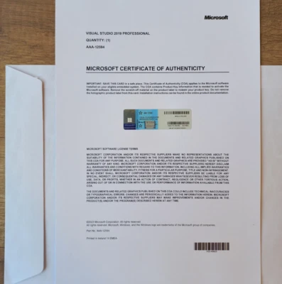 Microsoft Visual Studio 2019 Professional CoA AUTHENTIC License AAA-12594 - Image 1 of 4