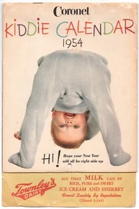 1954 Kiddie Calendar Townsley's Dairy SUPER CUTE Children's photos Coronet OKC - Picture 1 of 7
