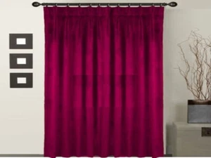 1 PC SOLID LINED 48"x84" PINCH PLEATED PINK VELVET WINDOW CURTAIN - Picture 1 of 4