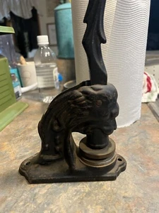 Antique Cast Iron Lion Head Stamp Seal Notary John B Coughlin, Watertown NY - Picture 1 of 4