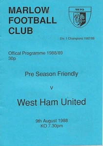 MARLOW V WEST HAM UNITED ~ PRE SEASON FRIENDLY ~ 9. AUGUST 1988 - Bild 1 von 1