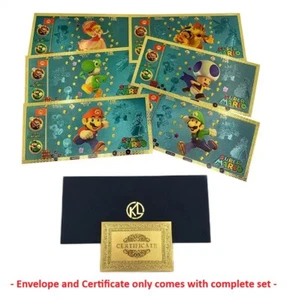 24k gold foil plated Super Mario Collectible Banknote Bill - Complete Set of 6 - Picture 1 of 7