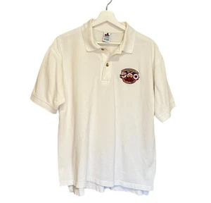 Vtg INDIANAPOLIS 500 Race Solid White Short Sleeve Polo Embroidered Shirt 1982 - Picture 1 of 6